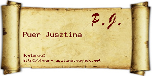 Puer Jusztina névjegykártya
